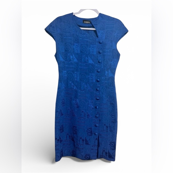 Gardenia Paris Dresses & Skirts - Vintage Gardenia Paris Embroidered Cap Sleeve Dress